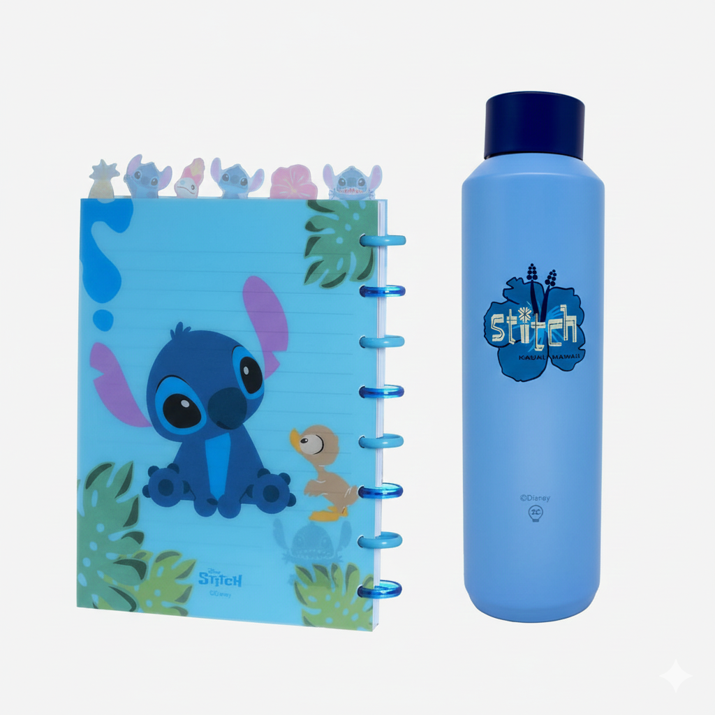 Combo Stitch - Caderno + Garrafa Térmica